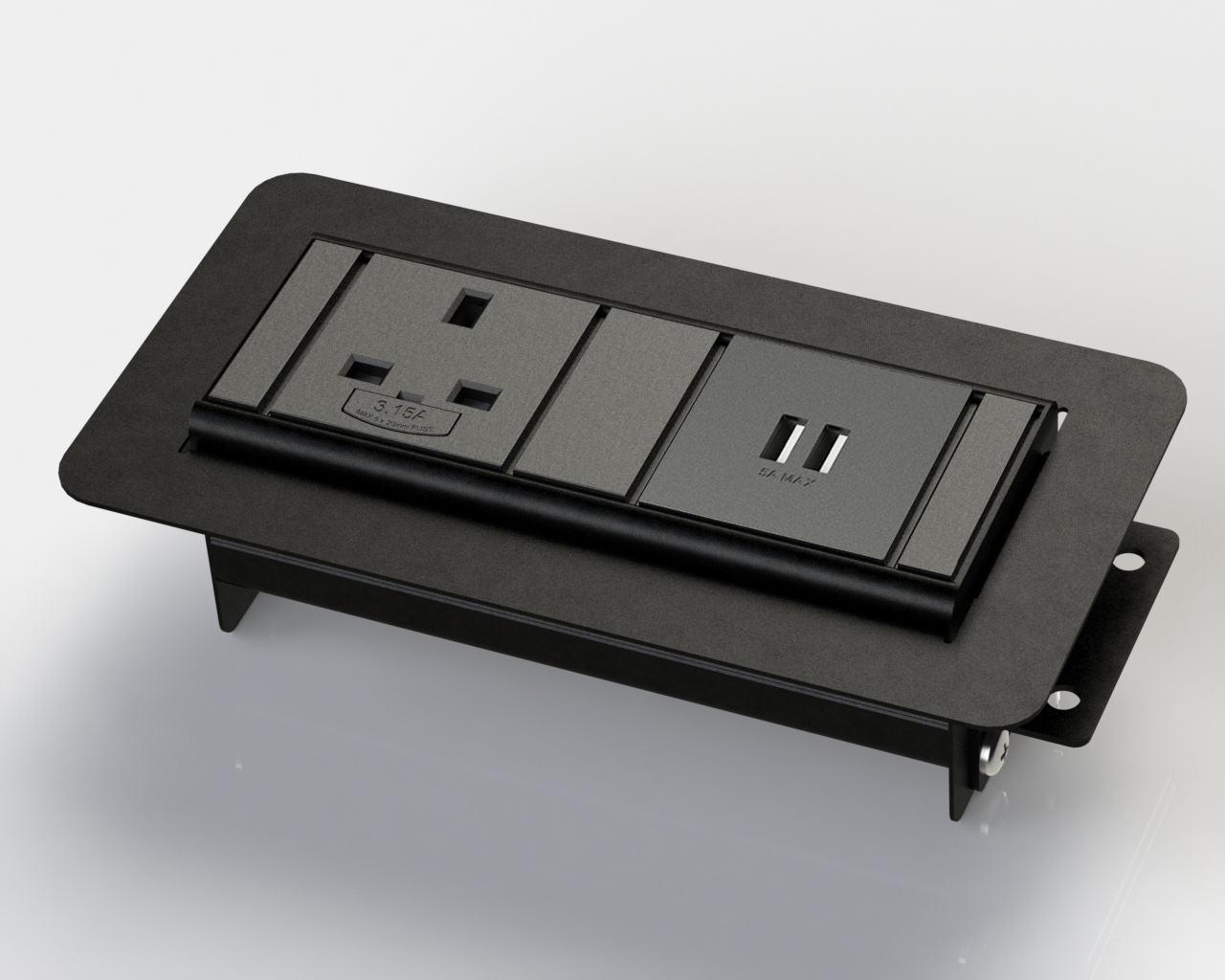 Desk Power Socket 2 x UK Plug Sockets Desk Bench Extension Splitter CMD Harmony 