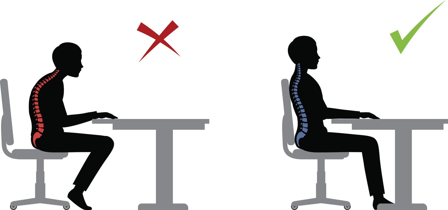 incorrect and correct sitting positions