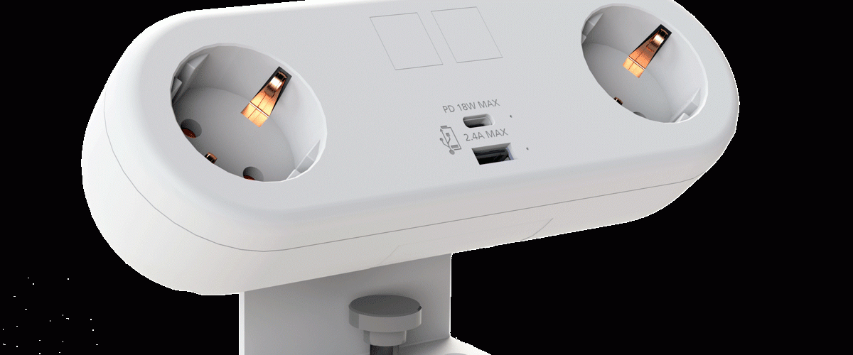 CMD White Schuko Capsule Desk Power Module